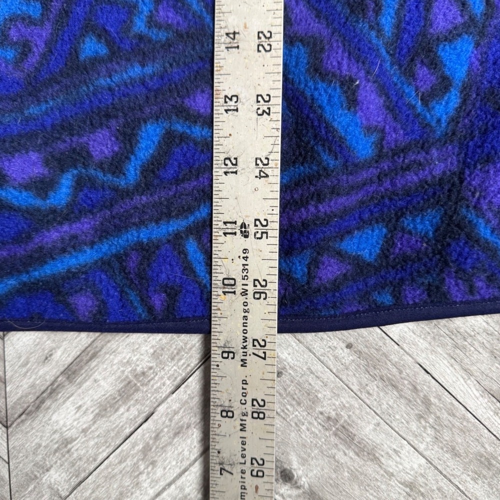Vintage Geometric Fleece Jacket Blue Purple Abstract Full Zip Mock Neck Large - Picture 5 of 7